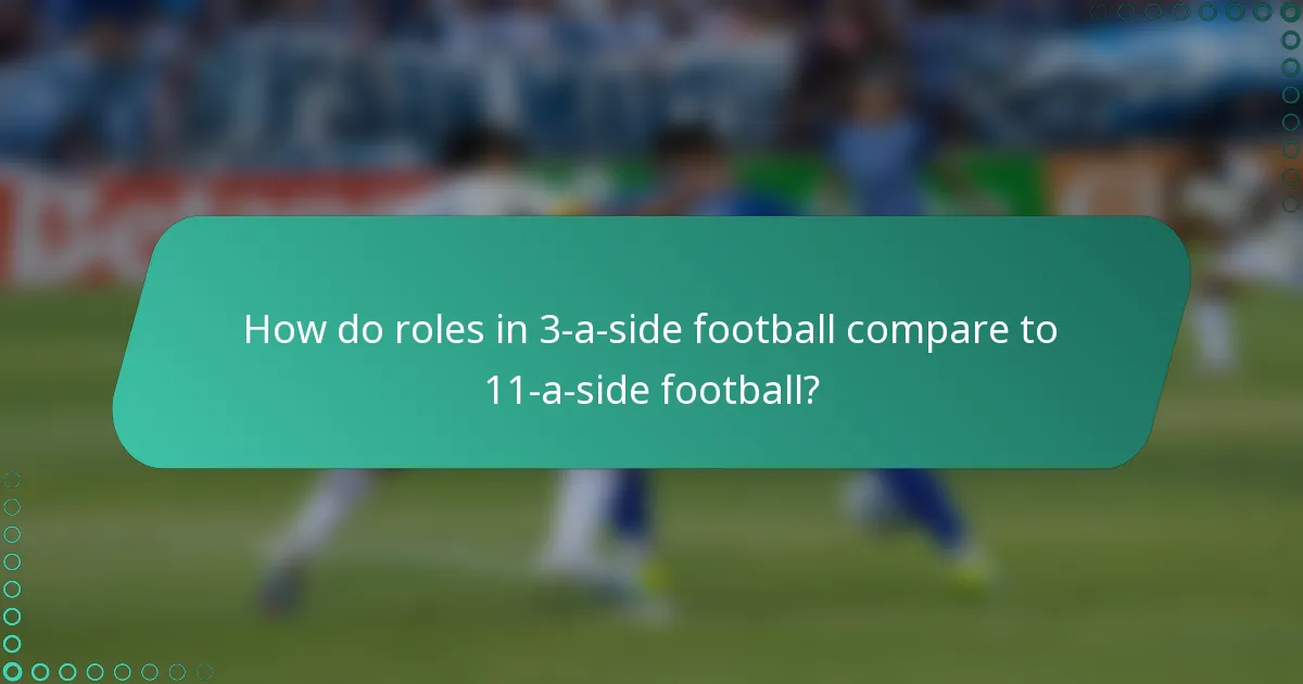 How do roles in 3-a-side football compare to 11-a-side football?