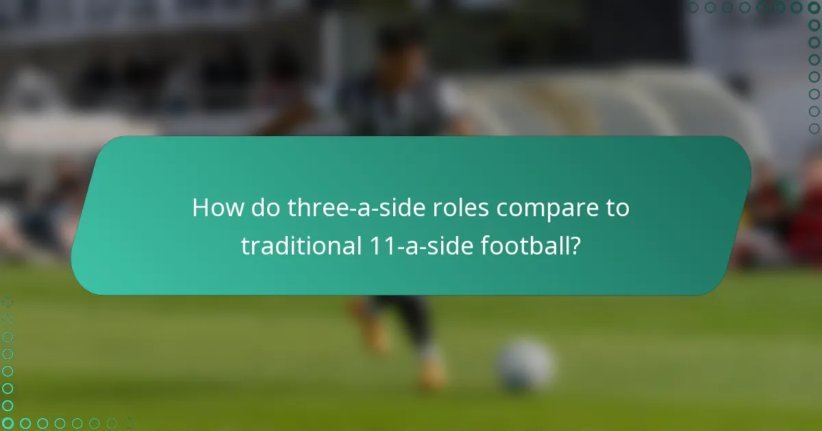 How do three-a-side roles compare to traditional 11-a-side football?